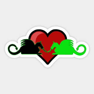 Silhouette Dragon Love Sticker